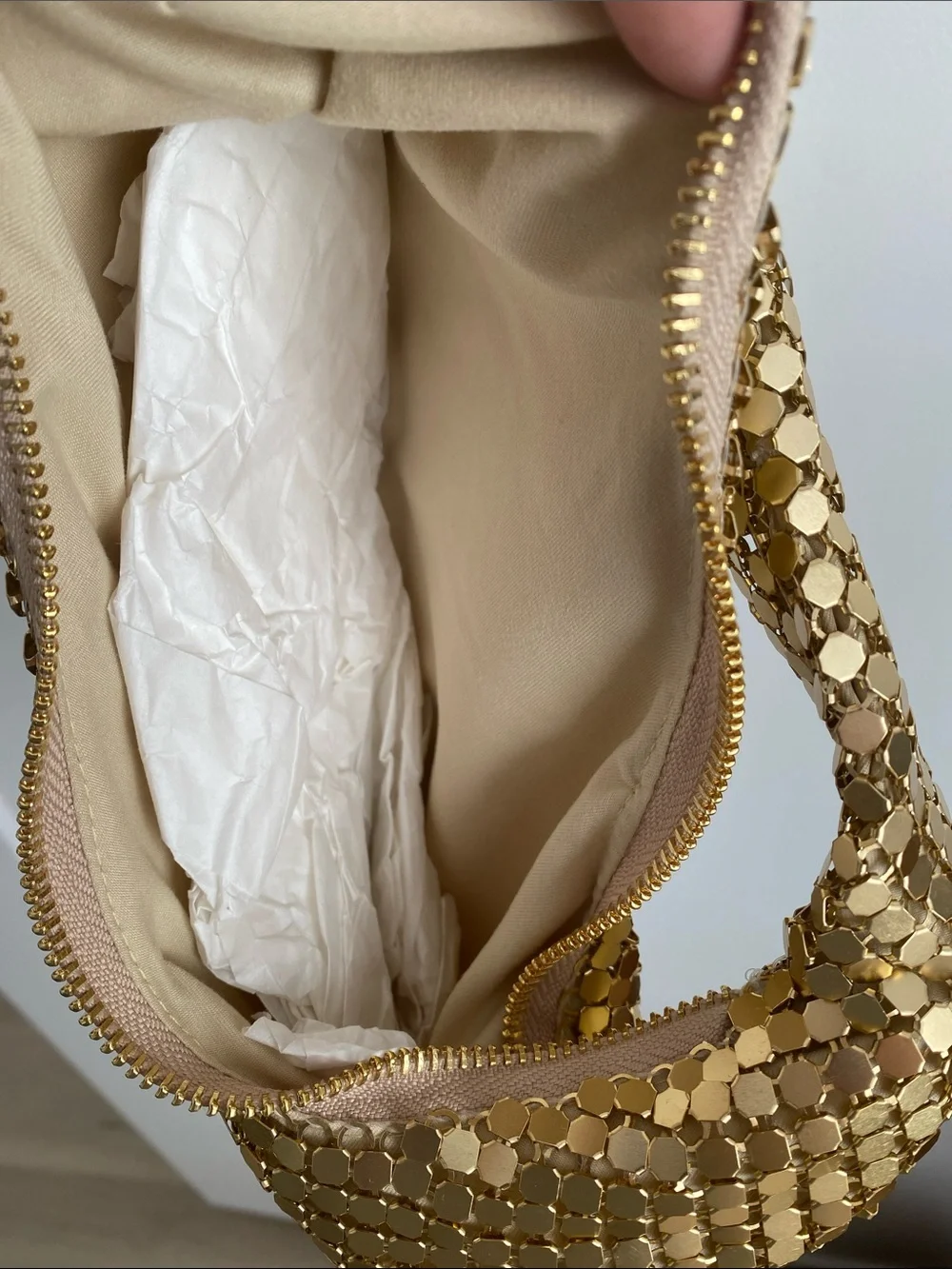 Gold Sequin Hobo Shoulder Bag - Women's Evening Accessory